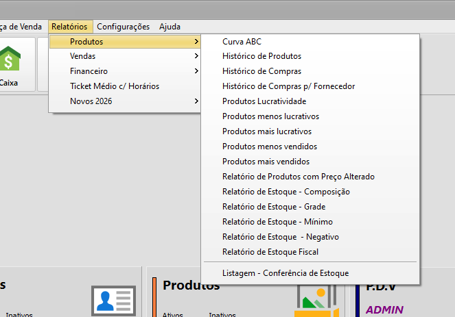 Relatórios de produtos